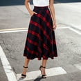 thumbnail image 2 of DHFJKG Skirts For Women Tartan Plaid Pleated Midi Long Skirt A-line Autumn Winter Thickened Retro Versatile Skirt, 2 of 4
