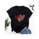 thumbnail image 1 of Women's Valentine's Day Love Leopard Heart Print Cotton Short Sleeve Casual T-shirt-Graphic Tee, Crew Neck Shirt, 1 of 8