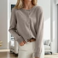 thumbnail image 2 of Women Cropped Cardigan Fashion Solid Long Sleeve Crew Neck Button Down Lightweight Open Front Knit Sweater, 2 of 4