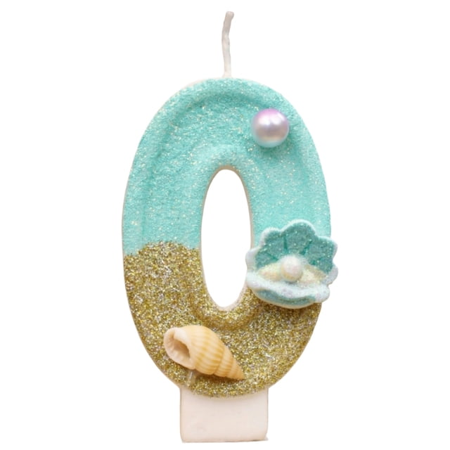 Goleeg Birthday Candles Number 0 Candle,Handmade Shell Candle Cake Topper, Beach Theme Finding Birthday Party Favors Decorations