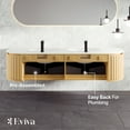 thumbnail image 6 of Eviva Haven 71"W x 22"D Oak Wall-mounted Bathroom Vanity with White Solid Surface Integrated Sink Top, 6 of 7