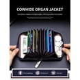 thumbnail image 4 of BULLCAPTAIN Cartera con Zíper de Cuero Genuino para Hombre, Tarjetero Compacto con 11 Ranuras para Tarjetas, Estuche de Tarjetas de Cuero Vintage, Negro, 4 of 10