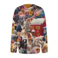 thumbnail image 4 of WTOBBY Women's Fashion Printed Long Sleeve Knitted Cardigan Button Down Jacket, Christmas Themed Soft and Warm Cardigan for Casual and Holiday Wear,Dark Blue 3XL, 4 of 7