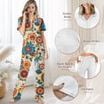 thumbnail image 4 of Yuyamidu Mandala Summer Pjs for Women Set Bohemia Style Short Sleeve Notch Collar Sleepwear Button Down Pjs Set with Long Pants, 4 of 7