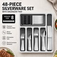 thumbnail image 3 of 48-Piece Silverware Set with Tray for 8, Stainless Steel Silverware Sets with Organizer, Flatware Cutlery Set with Steak Knives, Dishwasher Safe Kitchen Utensils Set, 3 of 15