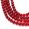 Strung 6mm Round Glass Beads, Red, 70pc