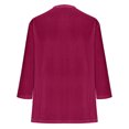 thumbnail image 6 of 3/4 Sleeve Velvet Tops for Women Dressy Casual Crew Neck T-Shirts Solid Color Ribbed Blouses Plus Size (L, Hot Pink), 6 of 6