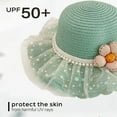 thumbnail image 3 of 56-58cm hat circumference female summer sunshade fisherman hat straw hat beach basin hat and straw bag set - Mint green, 3 of 5