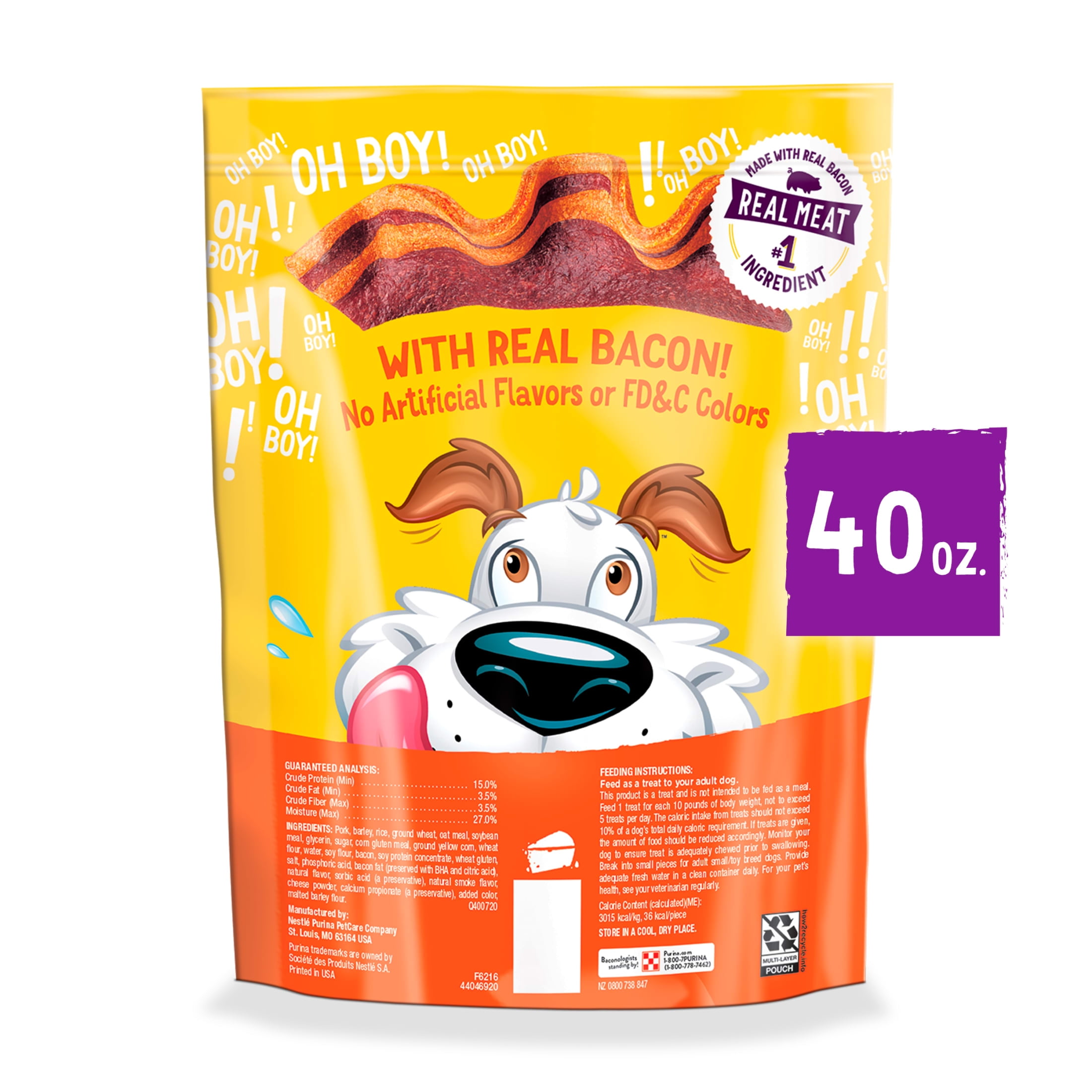 Purina Beggin' Strips Dog Treats with Real Bacon & Cheese Flavors Tender Chews, 40 oz Pouch