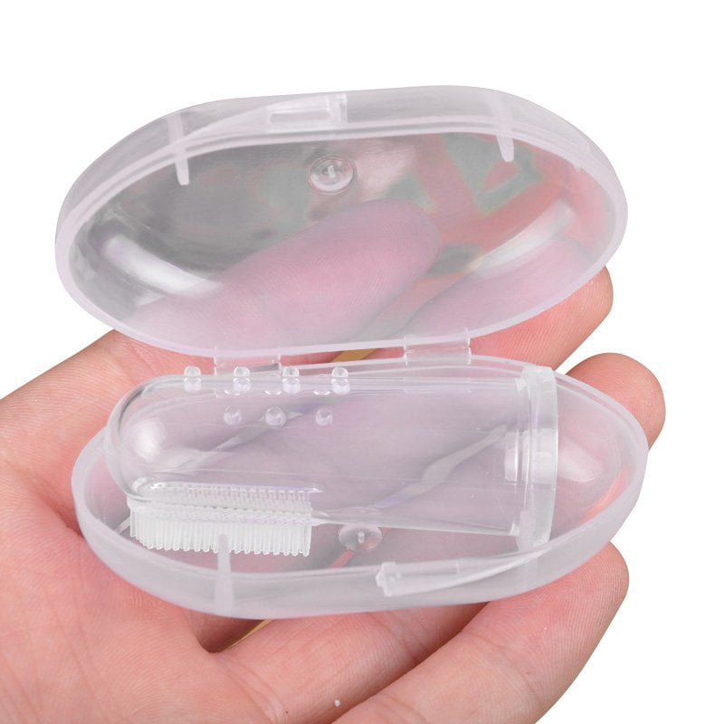 Baby Finger Silicone Toothbrush Teeth Clear Massager With Box Cleaning Brush Set