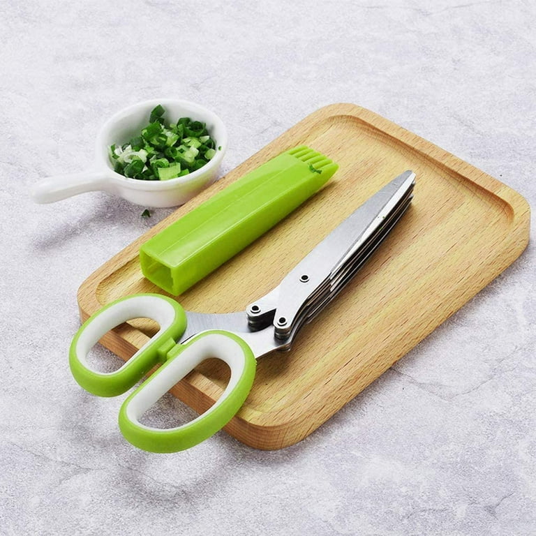 Herb Scissors Set - Herb Scissors With 5 Blades and Cover, Cool