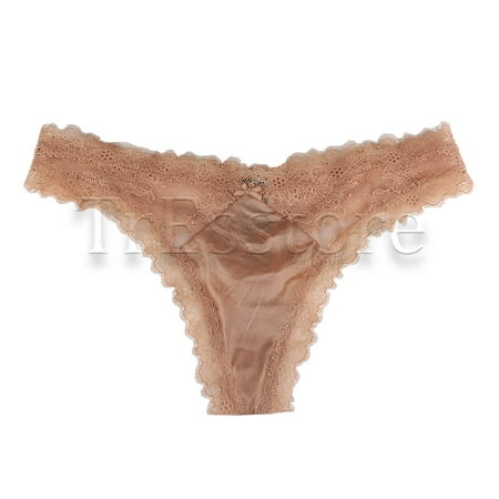 Victoria's Secret Very Sexy Chantilly Lace Thong Panty, Nude, Small