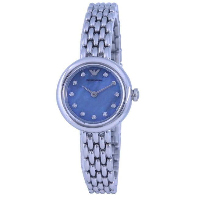 Emporio Plus Armani AR80051 Rosa Blue Dial Stainless Steel Quartz Women  Watch, Black