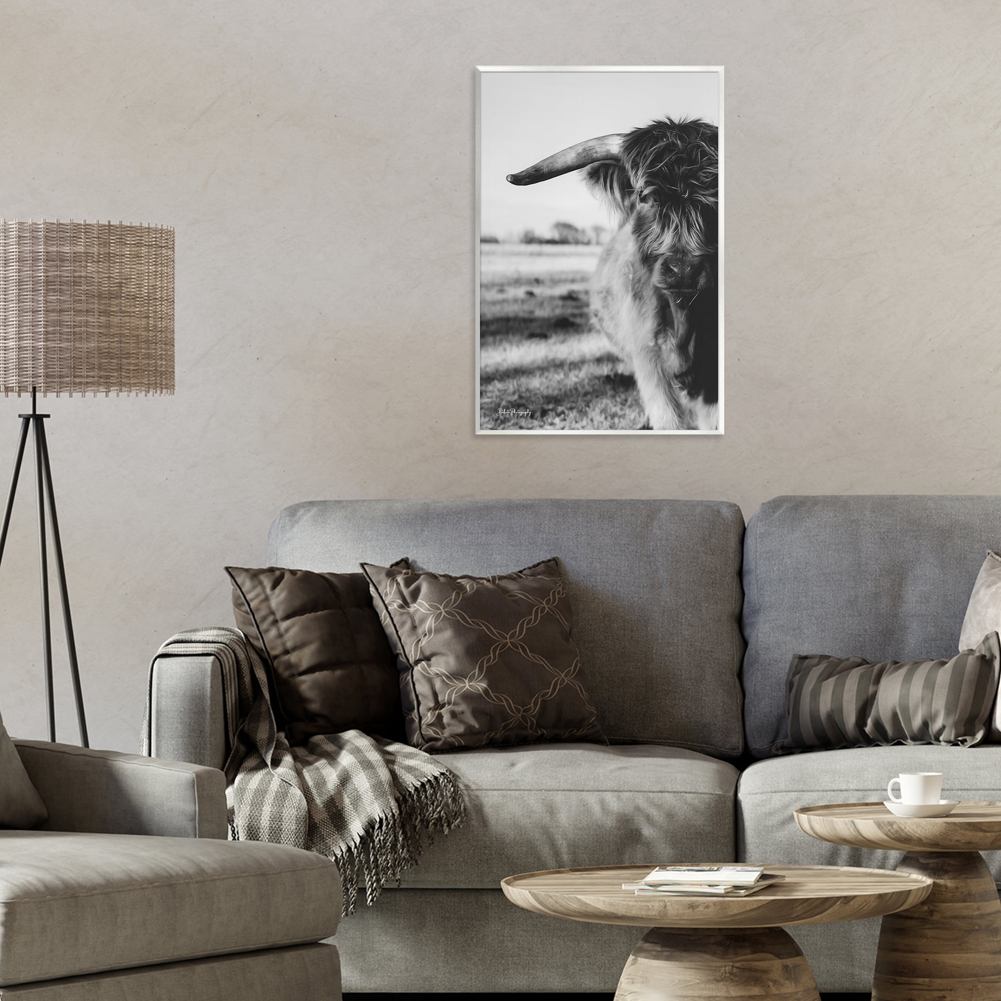 Stupell Industries Baby Cattle in Monochrome Wall Plaque Art, design by Dakota Diener