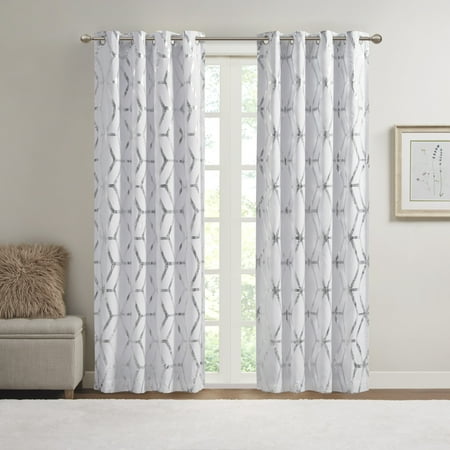 Comfort Spaces Vivian 2-Piece Pair Total Blackout White/Silver 50x84