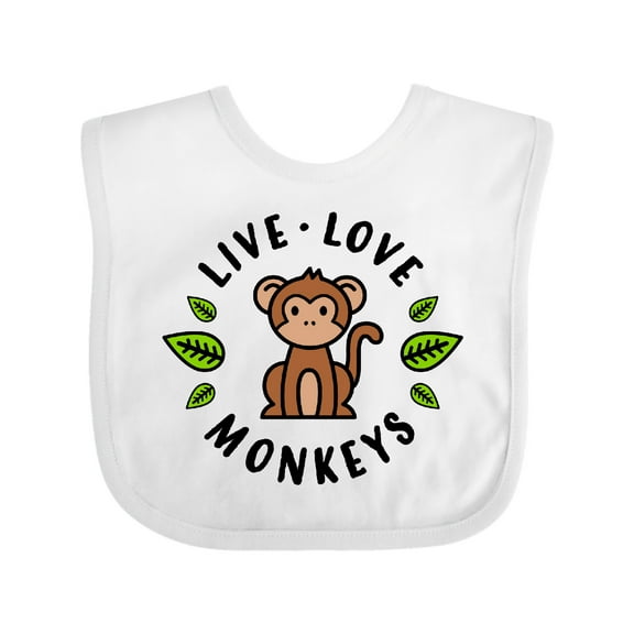Inktastic Live Love Monkeys Boys or Girls Baby Bib