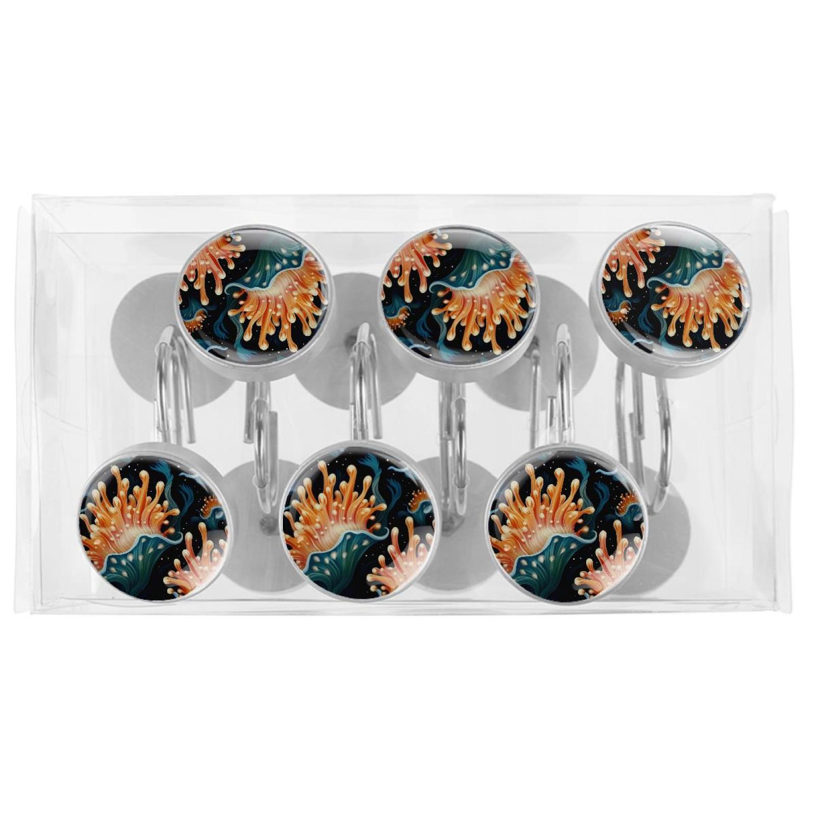 HemaKayy 12 Pcs Decorative Shower Curtain Hooks - Stainless Steel Rings for Bathroom Décor - Easy Glide & Secure Hold - Perfect Decoration for Bathroom Shower Rods - Ocean Sea Slug