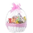 thumbnail image 2 of Panier-cadeau Rond en Osier Blanc, avec Doublure en Vichy Rose et Poignée - Ensemble de 3, 2 of 5