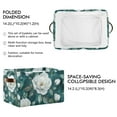 thumbnail image 3 of WOBOGO Large White Roses Pattern Square Storage Basket with Waterproof Canvas and PE Lining Durable PU Leather Handles 14.2×10.2×8.3in, 3 of 9