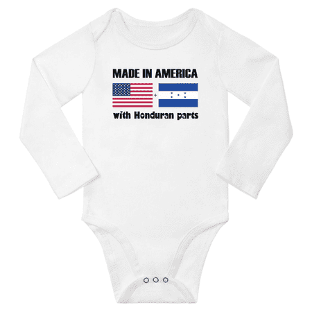 

Made in America With Honduran Parts Boys Girl Baby Long Sleeve Bodysuit (White 6 Months)