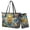 Blue and Yellow-Bee Floral, variant on Elephant Floral Printed Wallet and Purse Set Waterproof Handbag Totes Pu Leather Wristlet Purse Lightweight Shoulder Bag Top Handle Satchels Totes for Women Ladies, Bronze