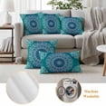 thumbnail image 6 of Pack of 2 Outdoor Pillow Covers 18x18 Inch Waterproof Teal Blue Boho Throw Pillow Covers,Decorative Couch Pillow Shams Protectors Retro White Rustic Flower Ethnic Pattern Patio Cushion Pillowcases, 6 of 8