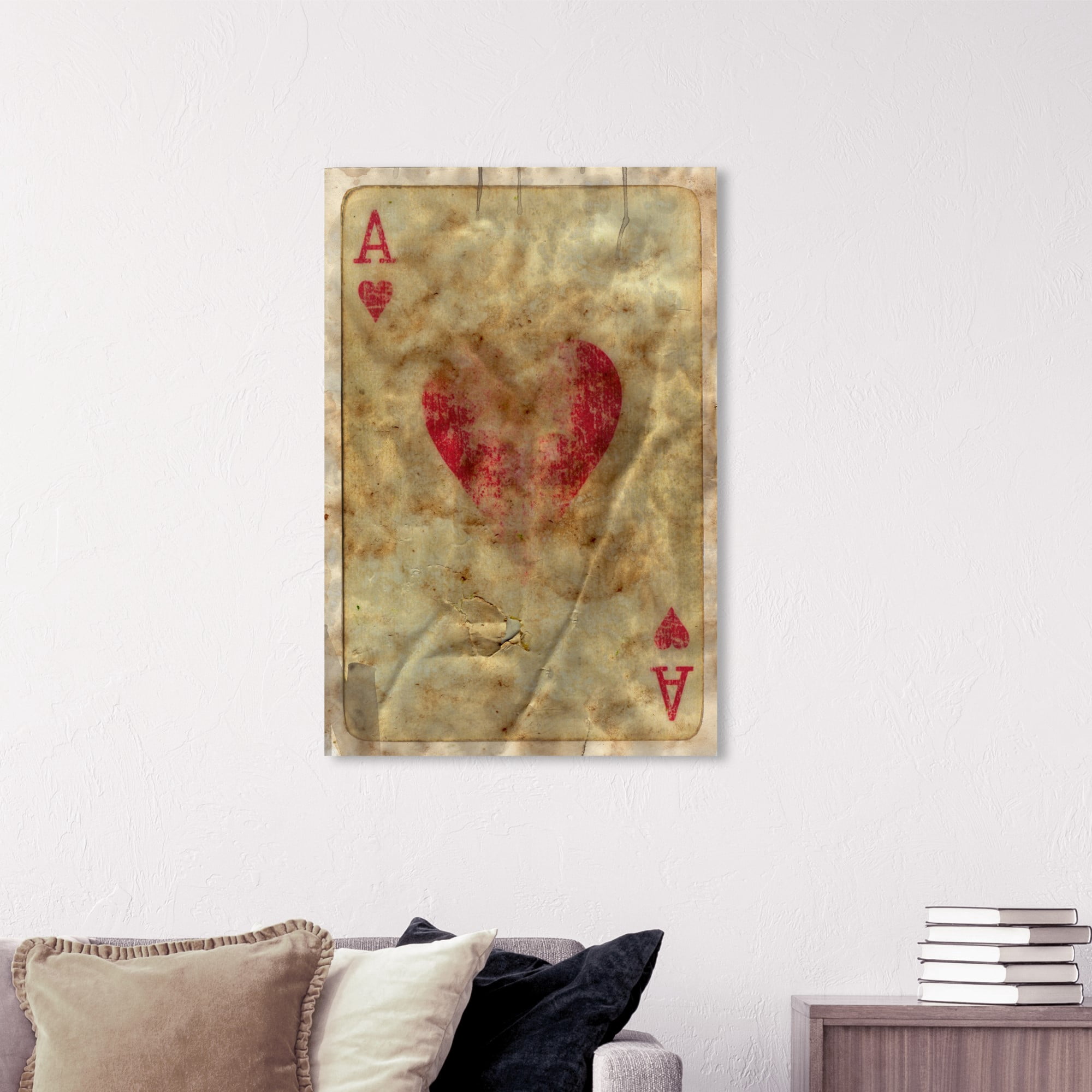 Wynwood Studio 'Ace of Hearts' Entertainment and Hobbies Wall Art Canvas Print - Brown, Red, 20" x 30"