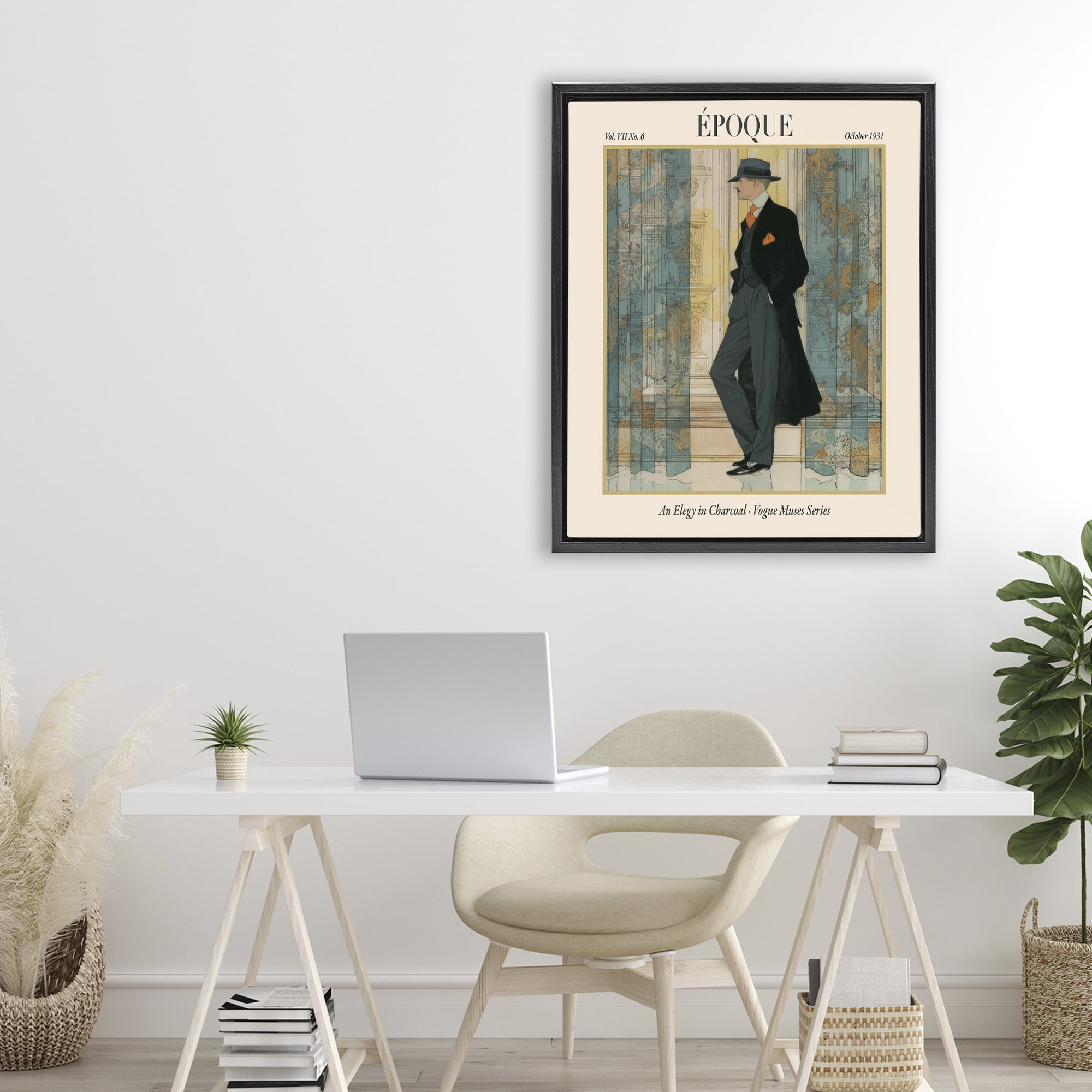 Stupell Industries The Gentleman Magazine Black Framed Floater Canvas Wall Art, design by A Barefoot Stylist