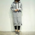 thumbnail image 1 of Nouvelle Robe à Capuche Longue Ample pour Femmes, Unie, Manches Longues, Poches, Fente, Décontractée, Chaude, Chandails à Capuchon, 1 of 7