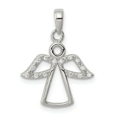 925 Sterling Silver Angel with Cubic Zirconia Wings Shaped Pendant