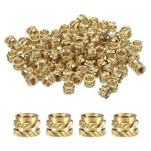 Uxcell 50 Pack M5 Threaded Inserts Brass Heat Set Insert M5x5mm, OD 7mm Knurled Insert Nuts