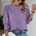 thumbnail image 4 of TYGHBN Women's Solid Color Fashion Loose Round Neck Point Sleeve Long Version T Shirt Loose Women Women Long Sleeve Athletic Top Long Sleeve Shirts Tall Long Sleeve Rayon Tops for Women Womens, 4 of 6