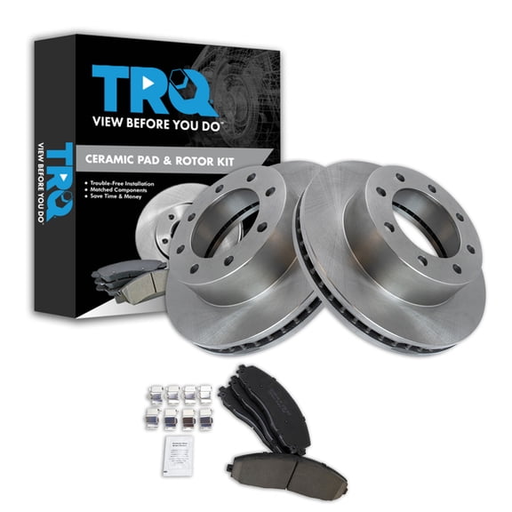 TRQ Front Brake Pad & Rotor Kit Brake Pads Brake Rotor Ceramic Fits Select 2013 Ford F-250 Super Duty