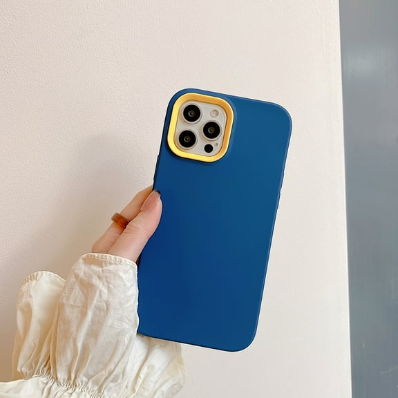 Nalacover Case for iPhone 15, Candy Color Silicone Rubber Skin-Friendly Slim Fit Phone Cover with Lens Frame Protection Rugged PC Frame Shockproof Anti-Slip Case for iPhone 15, Darkblue