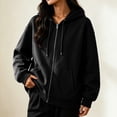 thumbnail image 4 of yillto Womens Coat Hooded Casual Sweatshirt Lightweight Zip up Fall Loose Drawstring Jackets with Pockets, 4 of 7