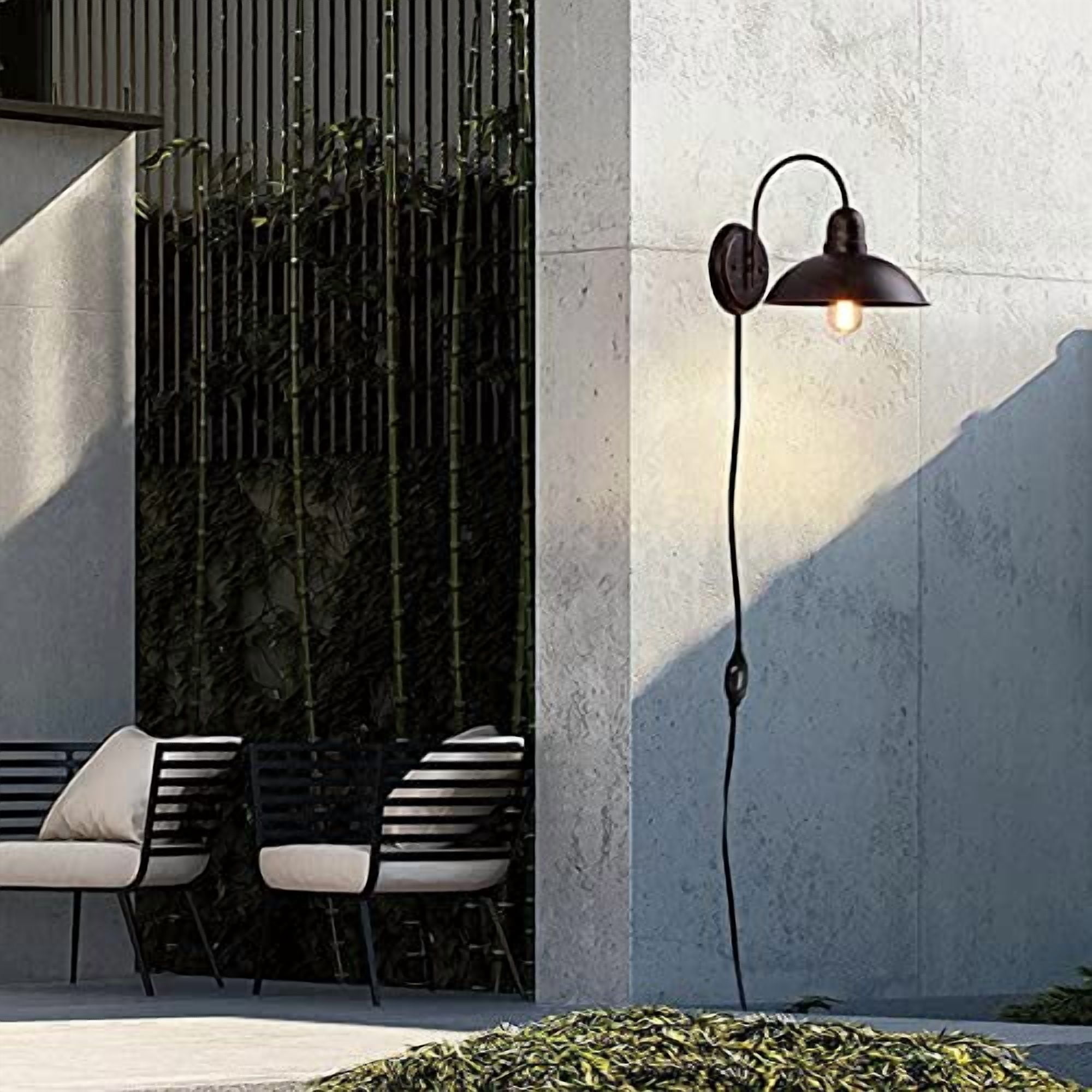 KAYYELAMP Detachable Motion Sensor Waterproof Patio Wall Light with Three Prong Plug, Antique Copper Outdoor Wall Lamp for Entrance Kitchen(No Bulb)