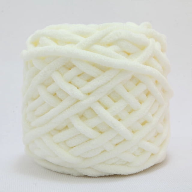 Xiao Hua plush chenille yarn in off white -1 roll, 100g, fluffy yarn, ultra soft plush blanket, pet mattress cover, hand woven project