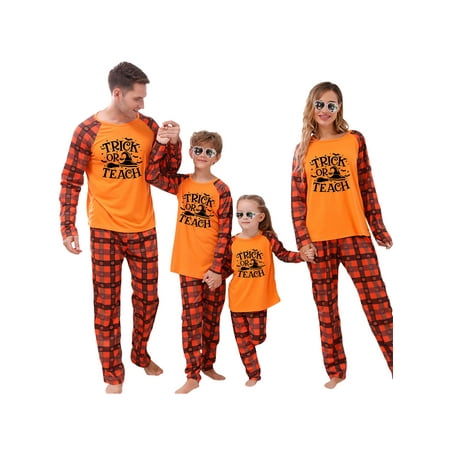 

AMILIEe Matching Family Halloween Pajamas Set Funny Printed Soft Sleepwear PJs Holiday Loungewear for Women Men Couples
