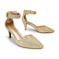 thumbnail image 3 of DREAM PAIRS Zapatos de Tacón Bajo para Mujer Talla 7.5 Dorado Brillante, 3 of 7