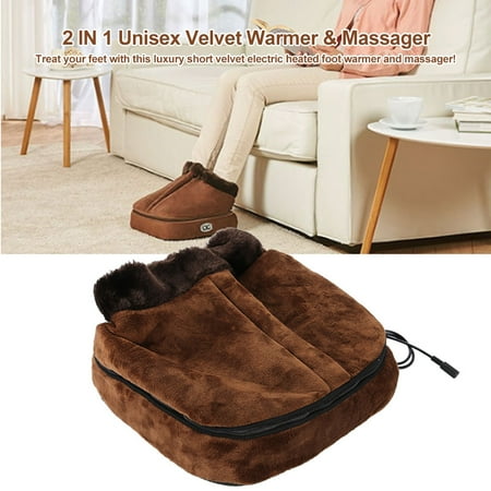 ANGGREK 2 IN 1 Unisex Velvet Electric Heated Doot Warmer & Massager Feet Massaging Big Slipper US,Heated Doot Warmer , Electric Heated Foot