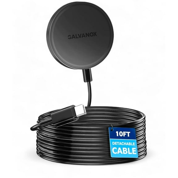 Galvanox Wireless Charger Pad Compatible with MagSafe Charging - Magnetic Charger with 10ft Cable and Adhesive Backing Compatible with iPhone 15 Pro Max /14/13/12