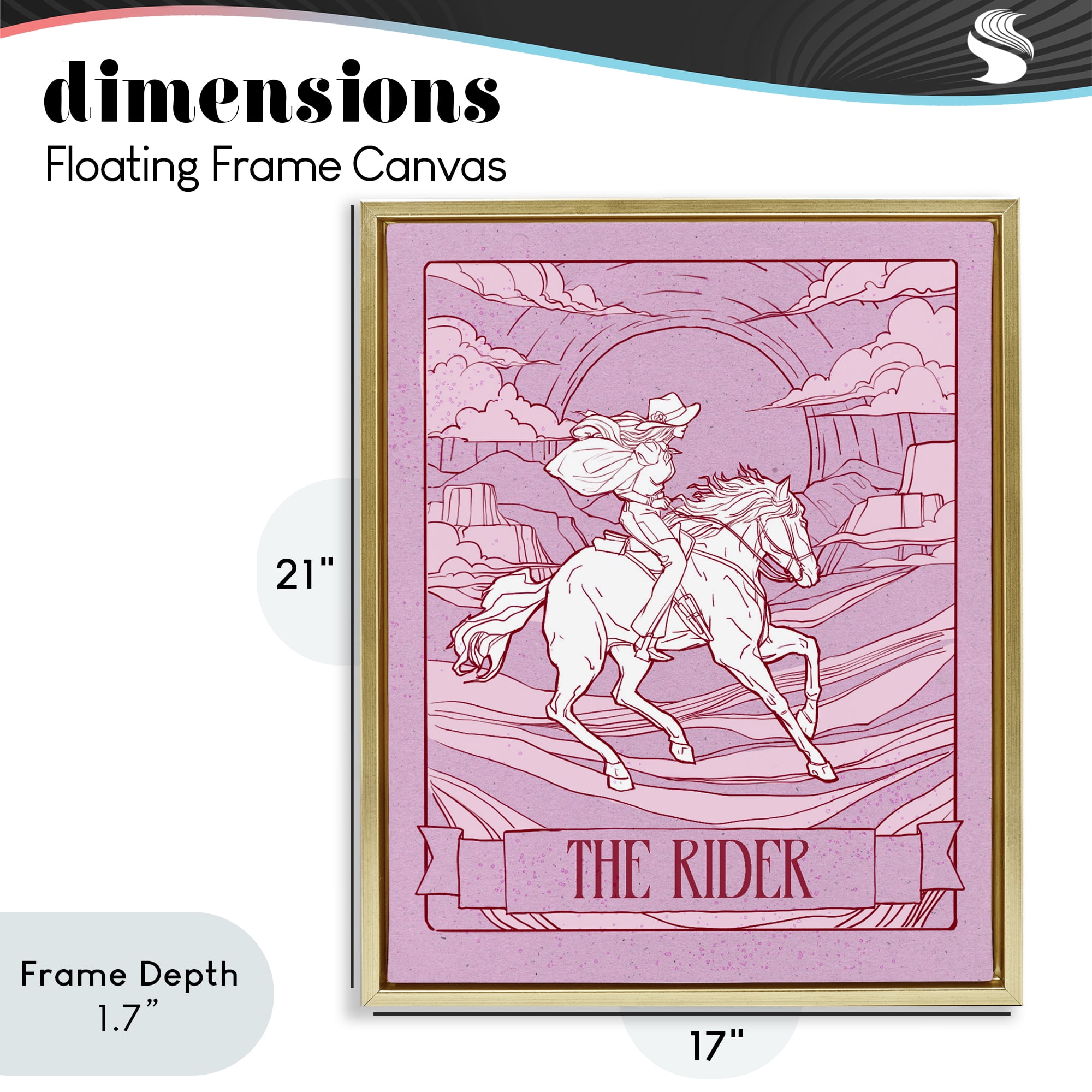 Stupell Industries Cowgirl Rider Tarot Card Gold Framed Floater Canvas Wall Art, design by Ziwei Li