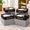 Gray Base / Black-(12x12) Leather Handles, variant on 12x12 Cube Storb Set Of 4 - Fabric Cubes