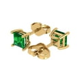 thumbnail image 2 of Clara Pucci 1.5Ct Emerald Princess Cut VVS1 Push Back Stud 14k Solid hypoallergenic Gold Designer Earrings For May, 2 of 7