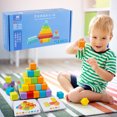 thumbnail image 1 of Agiferg Wooden Brain Teaser Puzzles For Kids Cubes Creative Stacking Block Sets 7 Colors, 1 of 9