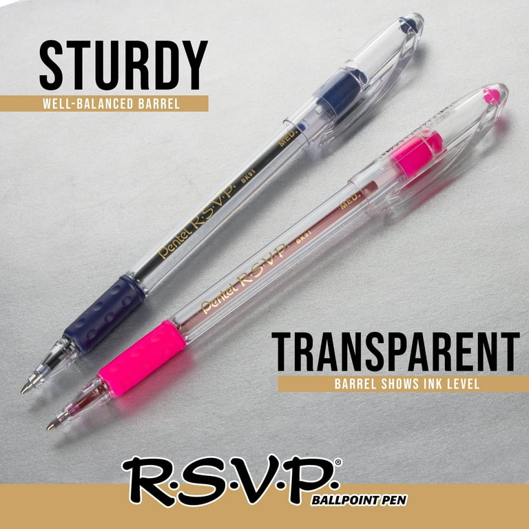 Pentel RSVP Ballpoint Pens, Fine Point, 0.7mm, Blue Ink Pack of 2