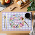 thumbnail image 2 of Happy Easter Placemats Set of 4, Colorful Eggs Flowers Butterfly Purple Plaid Placemats for Dining Table, Place Mats for Kitchen Tabletop, Waterproof Wipeable Dining Table Mats Set, 2 of 9