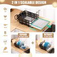thumbnail image 7 of CEYAZYE Extendable Dish Drainers for Kitchen Counter, Small Dish Rack with Drying Tray 2 Tier Dish Drying Rack Stainless Steel Plate Dryer Rack with Utensil & Cup Holders, 7 of 7