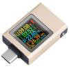 Tipo-C USB Medidor potencia Probador Voltímetro Detector ampersión DC 4.5-50V 0-12A (Oro)