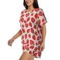 thumbnail image 2 of Kdxio Strawberries Print Pajamas Sets for Women Short-Sleeved Pjs with Lounge Shorts Two Piece Sleepwear S-4XL, 2 of 9